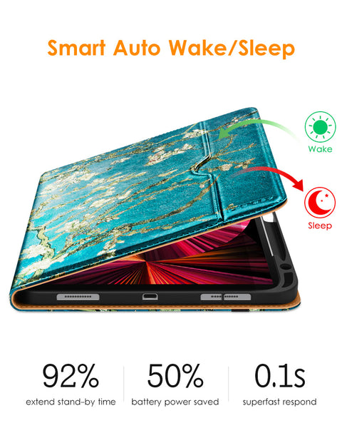 DTTO Case for iPad Pro 11 Inch 4th/3rd/2nd/1st Generation 2022/2021/2020/2018,Premium PU Leather Folio Stand Cover with Hand Strap,Fit iPad Air 4/5 - Auto Wake/Sleep,Multiple Viewing Angles, Brown