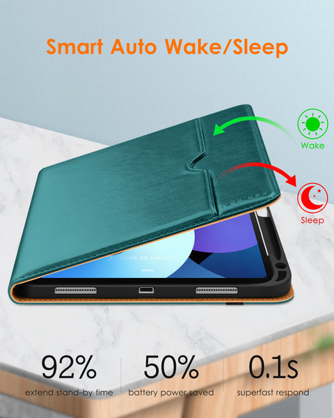 DTTO iPad Air 5th Generation Case (2022) / iPad Air 4th Generation Case (2020) 10.9 Inch, Premium Leather Business Folio Stand Cover with Pencil Holder [2nd Pencil Charging] for iPad Air 5/4, Brown