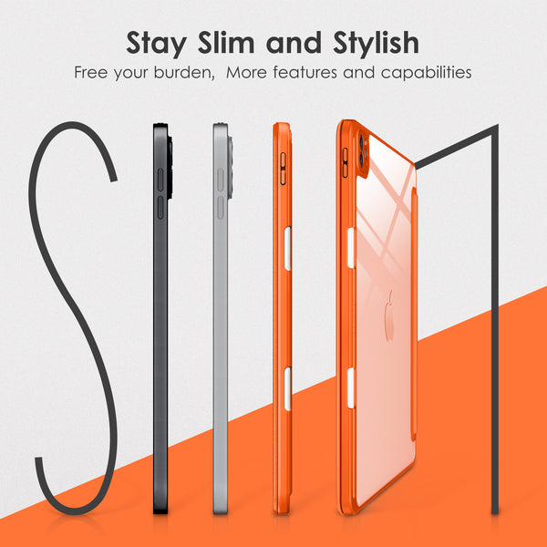 DTTOCASE iPad Pro 12.9 Case 6th / 5th / 4th / 3rd Generation 2022/2021 / 2020/2018,12.9 inch Clear Back Cover[Built-in Pencil Holder,Auto Sleep/Wake,Camera Protection] for iPad Pro-Blue Purple