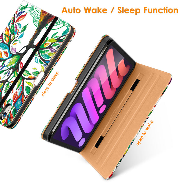 DTTO New iPad Mini 6th Generation Case 8.3 Inch 2021, Premium Leather Business Folio Stand Cover with Built-in Apple Pencil Holder-Auto Wake/Sleep and Multiple Viewing Angles-Black