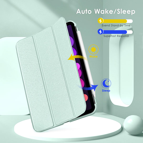 DTTO for iPad Mini 6 Case 2021, Premium Silk Pattern Slim Trifold Stand Cover[Support 2nd Gen Apple Pencil Charging] - Smart Auto Wake/Sleep Shell with Protective Hard Back(8.3 inch), Violets