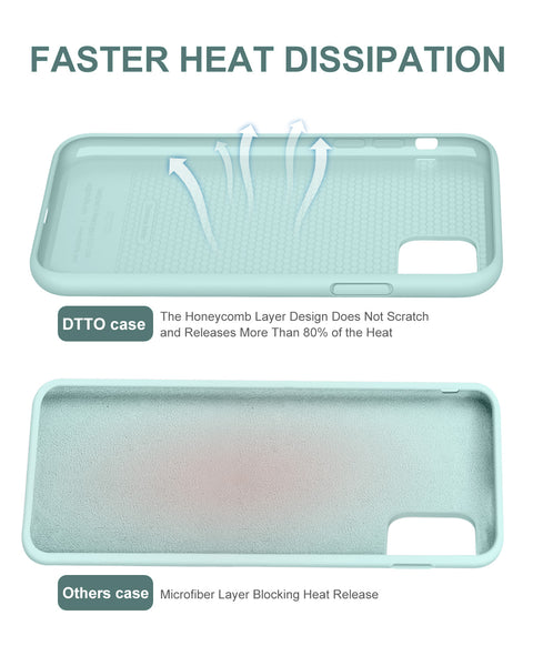 DTTO Compatible with iPhone 11 Case, [Romance Series] Full Covered Silicone Cover [Enhanced Camera and Screen Protection] with Honeycomb Grid Pattern Cushion for iPhone 11 6.1” 2019, Mint Green