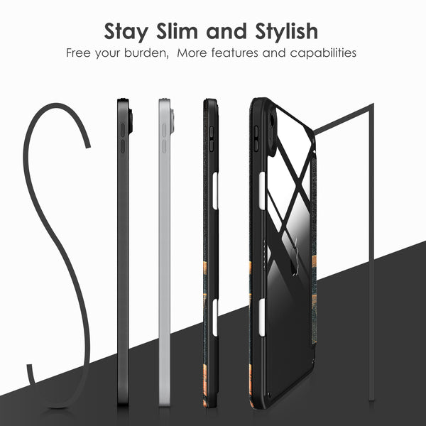 DTTOCASE iPad 10th Generation Case 2022, iPad 10.9 Inch Case with Clear Transparent Back and TPU Shockproof Frame Cover [Built-in Pencil Holder, Support Auto Sleep/Wake] -Black