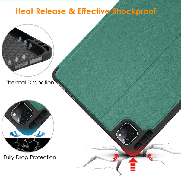 DTTO Case for iPad Pro 11 inch 4th/3rd/2nd/1st Generation 2022/2021/2020/2018-[Auto Wake/Sleep +Apple Pencil Charging +Full Body Protection], Soft TPU Back Cover-Also Fit iPad Air 5/4th Gen, Black