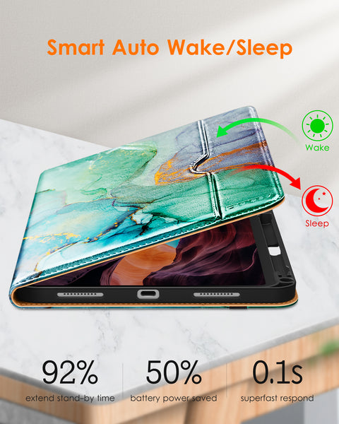 DTTO iPad 10th Generation Case 10.9 Inch 2022, Premium Leather Business Folio Stand Cover with Pencil Holder - Auto Wake/Sleep and Multiple Viewing Angles, Brown