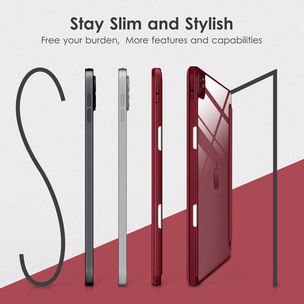 DTTOCASE iPad Pro 12.9 Case 6th / 5th / 4th / 3rd Generation 2022/2021 / 2020/2018,12.9 inch Clear Back Cover[Built-in Pencil Holder,Auto Sleep/Wake,Camera Protection] for iPad Pro-Blue Purple