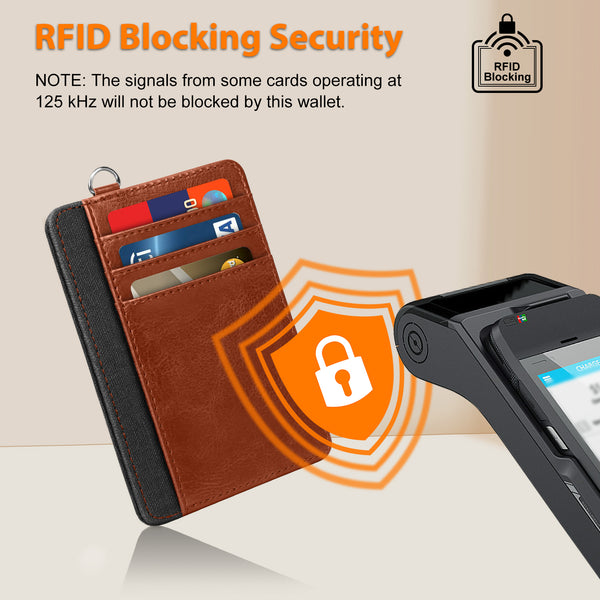 DTTO Slim Wallet for Men/Women, Small Minimalist Travel Front Pocket RFID Blocking Credit Card Holder Case with ID Window and D-ring, Marble Pink