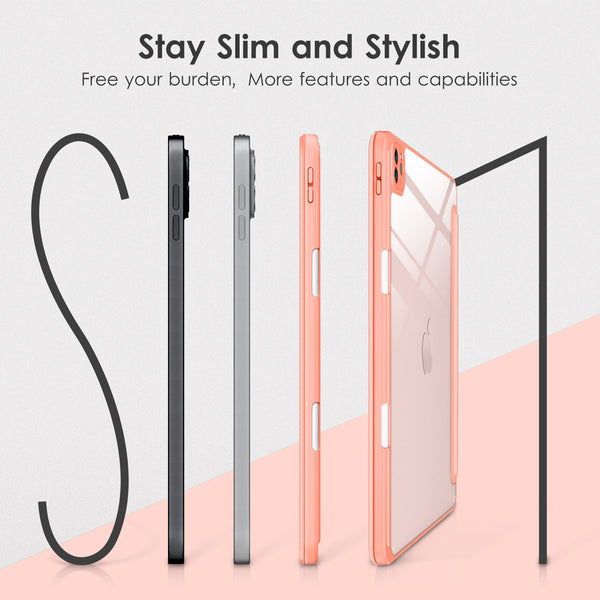 DTTOCASE iPad Pro 12.9 Case 6th / 5th / 4th / 3rd Generation 2022/2021 / 2020/2018,12.9 inch Clear Back Cover[Built-in Pencil Holder,Auto Sleep/Wake,Camera Protection] for iPad Pro-Blue Purple