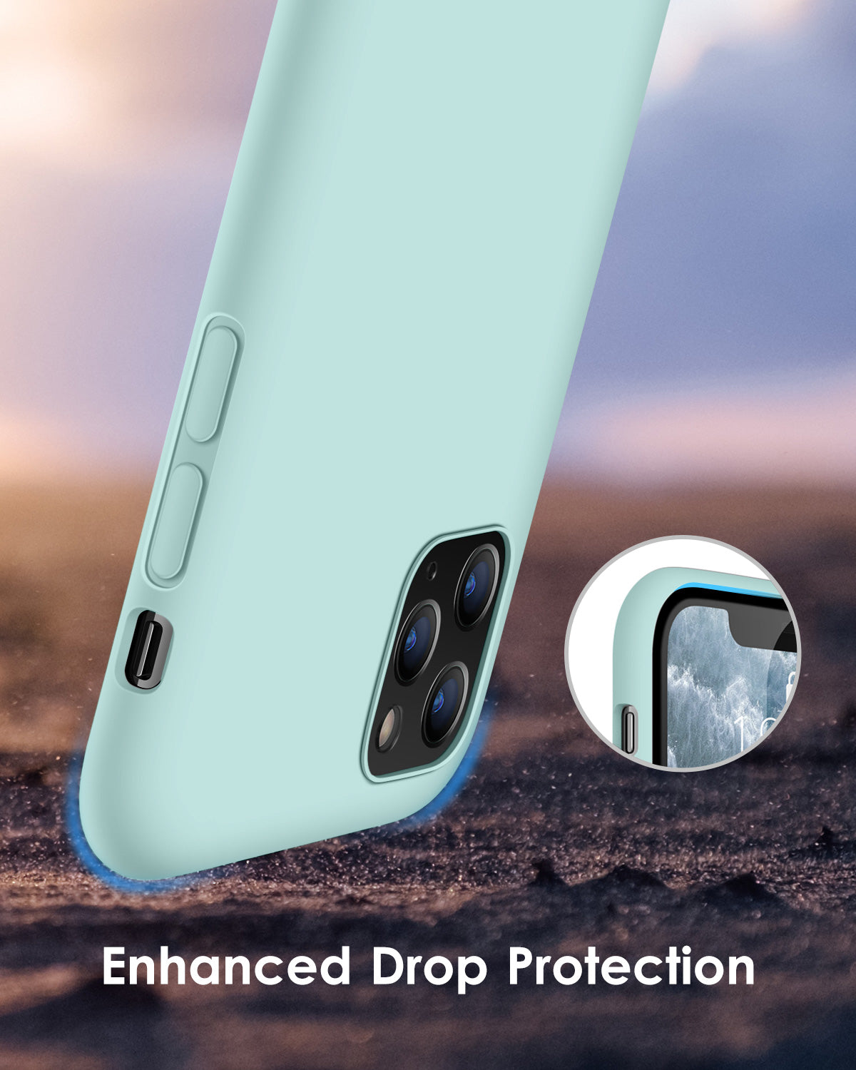 DTTO Compatible with iPhone 11 Pro Max Case, [Romance Series] Silicone Cover [Enhanced Camera and Screen Protection] with Honeycomb Grid Cushion for iPhone 11 Pro Max 2019 6.5", Mint Green