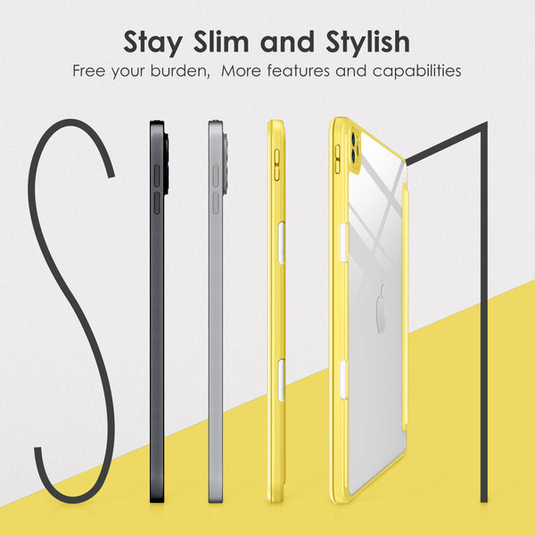 DTTOCASE for iPad Air Case 5th / 4th Generation 10.9 Inch (2022/2020),iPad Pro 11 Inch Case with Transparent Shockproof Back Cover[Built-in Pencil Holder,Auto Sleep/Wake,Camera Protection]-Blue Purple