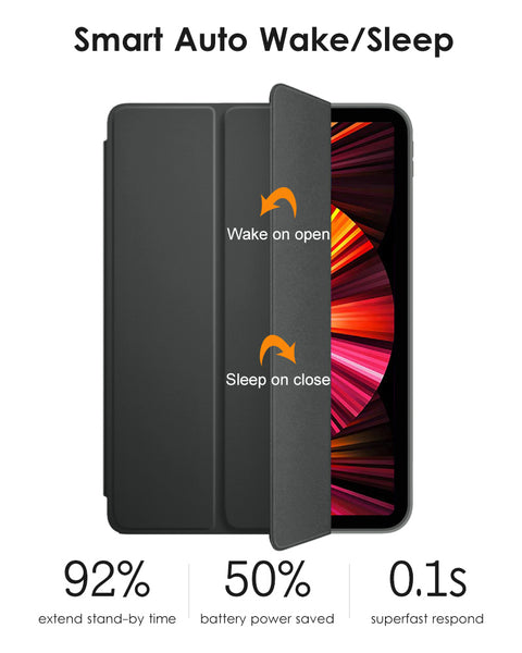 DTTO Case for iPad Pro 11 Inch 2nd/3rd/4th Generation 2022/2021/2020/2018,Ultra Lightweight Smart Trifold Stand with TPU Soft Back Cover,Also Fit iPad Air 5/iPad Air 4 [Auto Sleep/Wake], Black