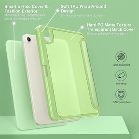 DTTO for iPad Mini 6 Case 2021 with Pencil Holder, Slim Smart Smooth Trifold Stand Front Cover [Auto Sleep/Wake] with Hard PC Clear Back Cover for Apple iPad Mini 6th Generation 8.3 Inch, Marble Green