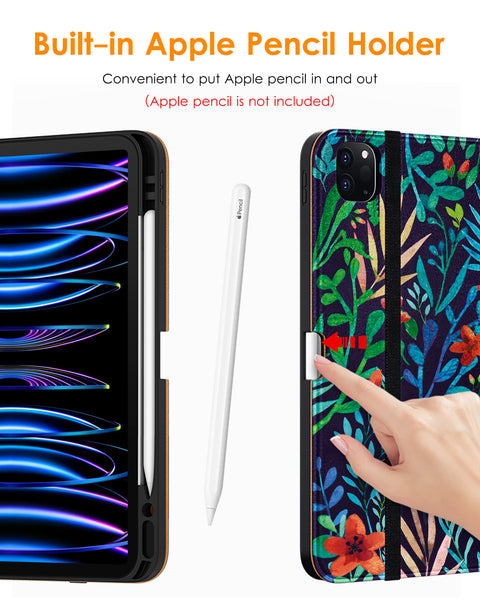 DTTO iPad Pro 12.9 6th / 5th / 4th / 3rd Generation Case 2022/2021/2020/2018, Premium Leather Folio Stand Cover with Built-in Apple Pencil Holder -Auto Wake/Sleep and Multi Viewing Angles,Brown