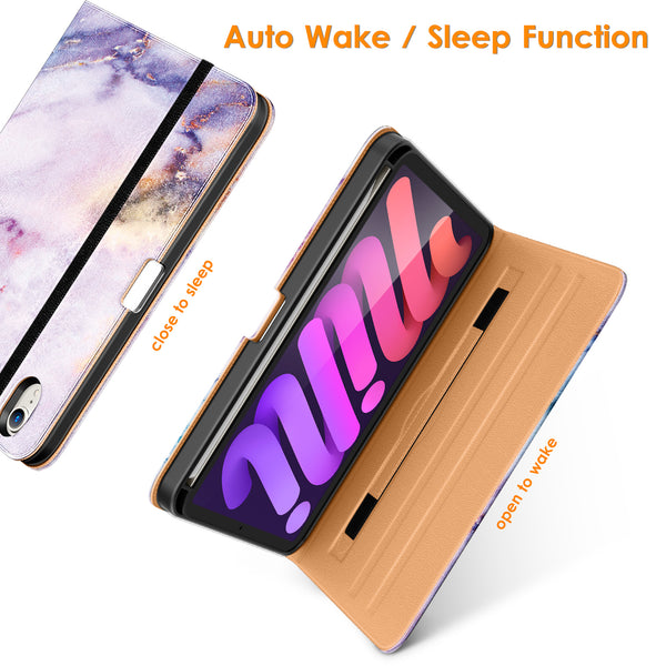 DTTO New iPad Mini 6th Generation Case 8.3 Inch 2021, Premium Leather Business Folio Stand Cover with Built-in Apple Pencil Holder-Auto Wake/Sleep and Multiple Viewing Angles-Black