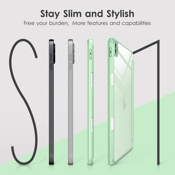 DTTOCASE iPad Pro 12.9 Case 6th / 5th / 4th / 3rd Generation 2022/2021 / 2020/2018,12.9 inch Clear Back Cover[Built-in Pencil Holder,Auto Sleep/Wake,Camera Protection] for iPad Pro-Blue Purple