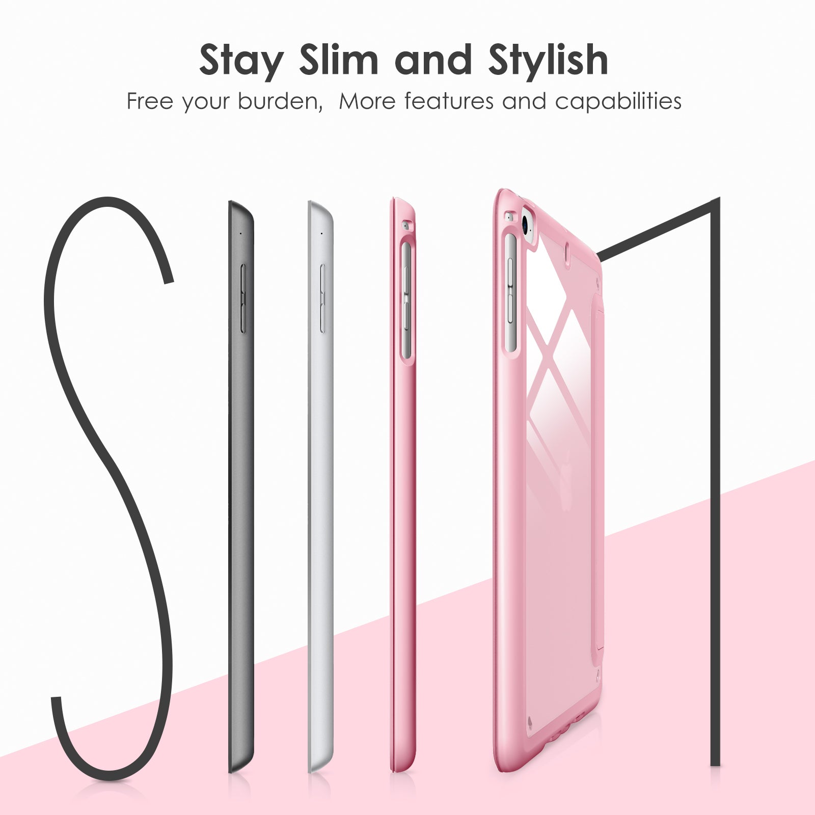 DTTOCASE Slim Clear Case for iPad Mini 4 5 3 2 1 (7.9 inch),TPU Shockproof Frame Cover[Support Auto Sleep/Wake] for iPad Mini 1st 2nd 3rd 4th 5th Generation - Rose Gold