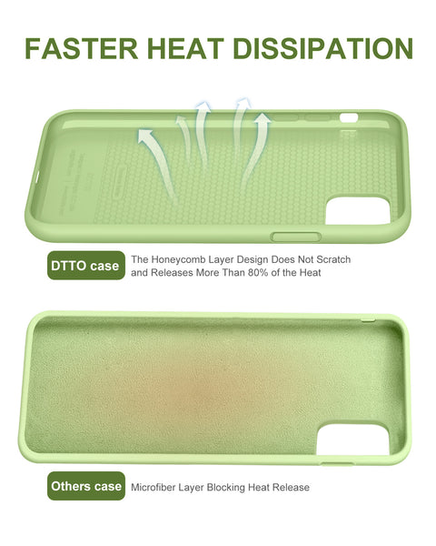 DTTO Compatible with iPhone 11 Case, [Romance Series] Full Covered Silicone Cover [Enhanced Camera and Screen Protection] with Honeycomb Grid Pattern Cushion for iPhone 11 6.1” 2019, Mint Green