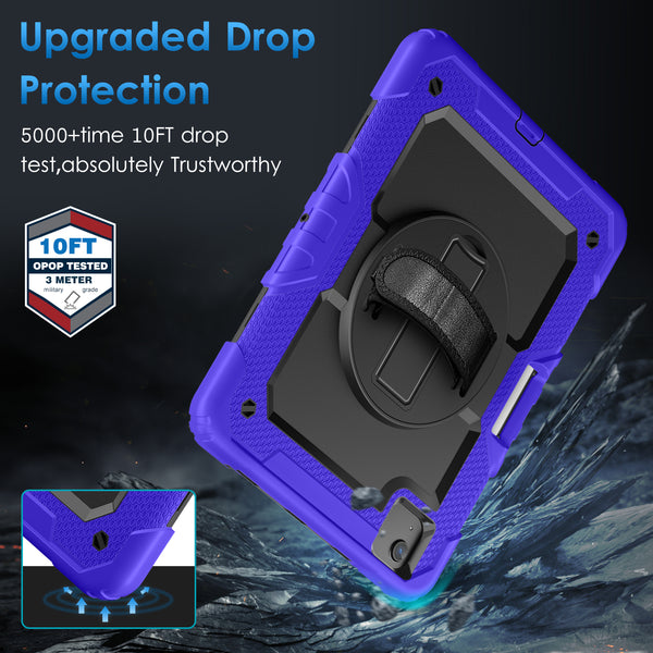 DTTO for iPad Air 5th/4th Generation Case 2022/2020 with Screen Protector& Pencil Holder, Heavy Duty Silicone Shockproof Protective +360 Rotating Hand Strap +Stand, for iPad Air 5th/4th & Pro 11-Black