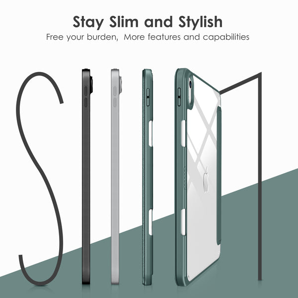 DTTOCASE iPad 10th Generation Case 2022, iPad 10.9 Inch Case with Clear Transparent Back and TPU Shockproof Frame Cover [Built-in Pencil Holder, Support Auto Sleep/Wake] -Black