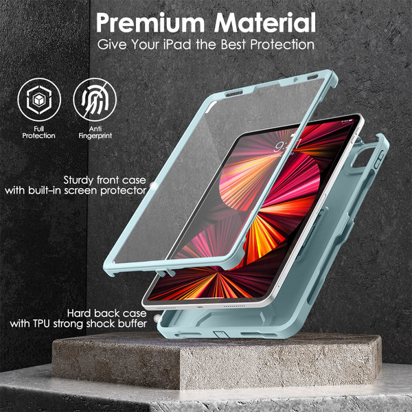 DTTO New iPad Pro 11 inch Case 2022(4th Gen)/2021(3rd Gen), [Screen Protector] Dual Layer Full Body Protection Cover with Pencil Holder, Also Fit iPad Pro 11’’ 2020&2018/iPad Air 5/Air 4 - Black