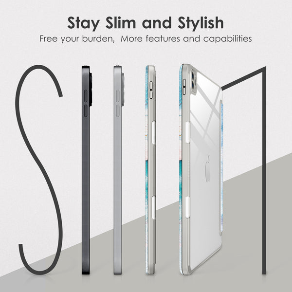 DTTOCASE for iPad Air Case 5th / 4th Generation 10.9 Inch (2022/2020),iPad Pro 11 Inch Case with Transparent Shockproof Back Cover[Built-in Pencil Holder,Auto Sleep/Wake,Camera Protection]-Blue Purple