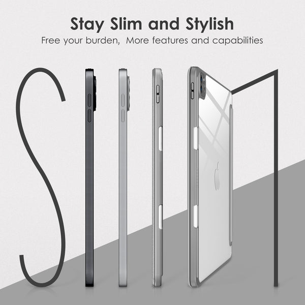 DTTOCASE for iPad Air Case 5th / 4th Generation 10.9 Inch (2022/2020),iPad Pro 11 Inch Case with Transparent Shockproof Back Cover[Built-in Pencil Holder,Auto Sleep/Wake,Camera Protection]-Blue Purple