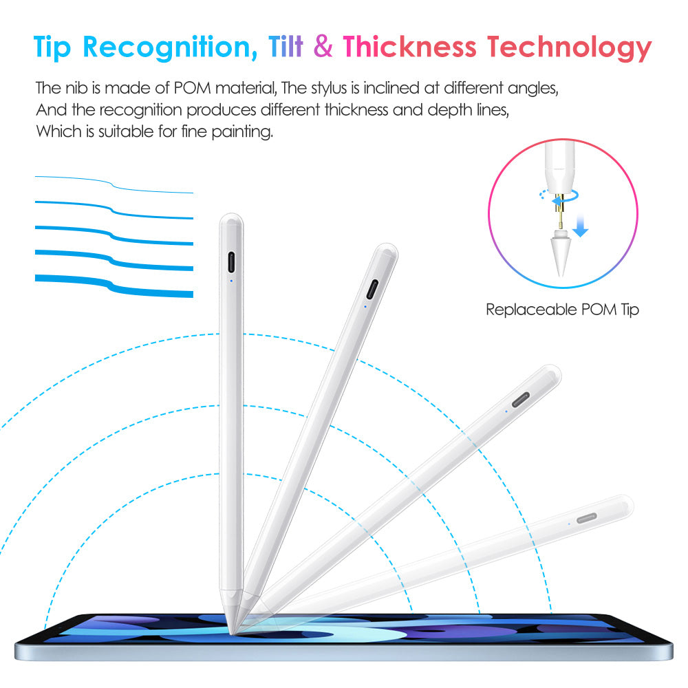 DTTO Stylus Pen for Apple iPad 10th/9th/8th/7th/6th Generation, Pro 11 Inch, Pro 12.9 Inch 6th/5th/4th/3th Gen, Mini 6th/5th Gen, iPad Air 5th/4th/3rd Gen, Palm Rejection, Light Blue