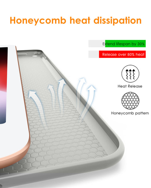 DTTO iPad 9th/ 8th/ 7th Generation 10.2 Case, Lightweight Soft TPU Back for iPad 10.2 Inch (2021/2020/2019) [Auto Wake/Sleep + Trifold Stand] - Rose Gold