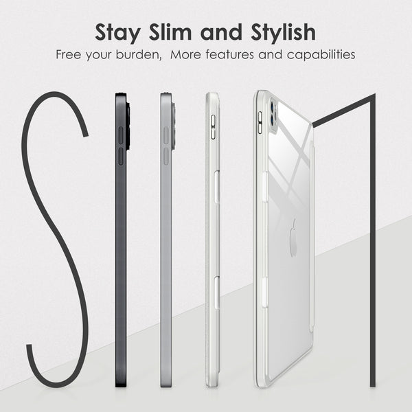 DTTOCASE for iPad Air Case 5th / 4th Generation 10.9 Inch (2022/2020),iPad Pro 11 Inch Case with Transparent Shockproof Back Cover[Built-in Pencil Holder,Auto Sleep/Wake,Camera Protection]-Blue Purple