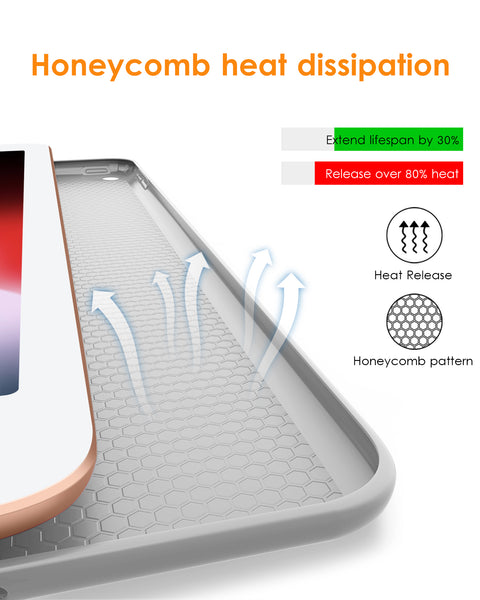 DTTO iPad 9th/ 8th/ 7th Generation 10.2 Case, Lightweight Soft TPU Back for iPad 10.2 Inch (2021/2020/2019) [Auto Wake/Sleep + Trifold Stand] - Rose Gold