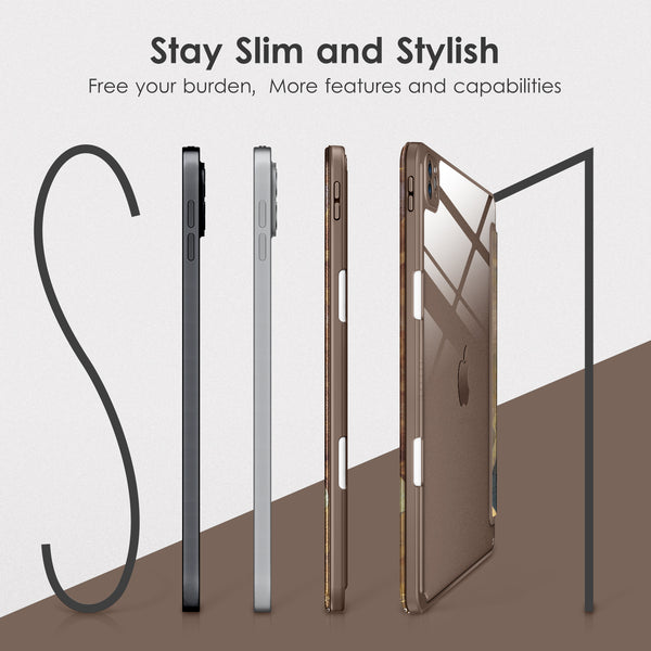 DTTOCASE for iPad Air Case 5th / 4th Generation 10.9 Inch (2022/2020),iPad Pro 11 Inch Case with Transparent Shockproof Back Cover[Built-in Pencil Holder,Auto Sleep/Wake,Camera Protection]-Blue Purple