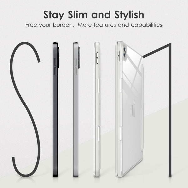 DTTOCASE iPad Pro 12.9 Case 6th / 5th / 4th / 3rd Generation 2022/2021 / 2020/2018,12.9 inch Clear Back Cover[Built-in Pencil Holder,Auto Sleep/Wake,Camera Protection] for iPad Pro-Blue Purple