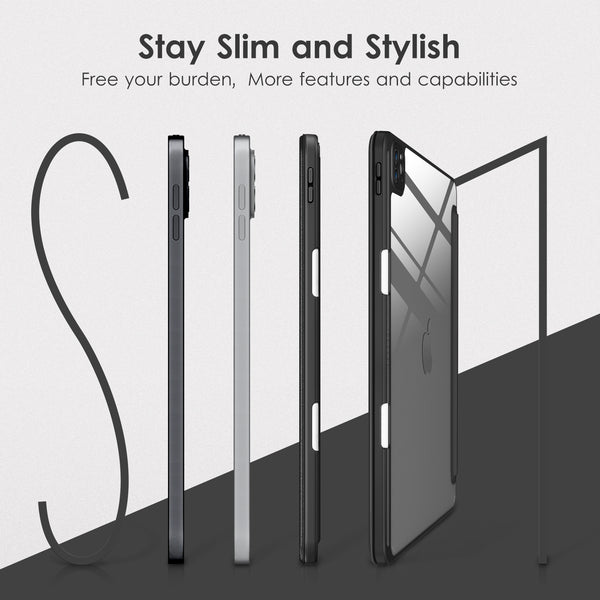 DTTOCASE for iPad Air Case 5th / 4th Generation 10.9 Inch (2022/2020),iPad Pro 11 Inch Case with Transparent Shockproof Back Cover[Built-in Pencil Holder,Auto Sleep/Wake,Camera Protection]-Blue Purple