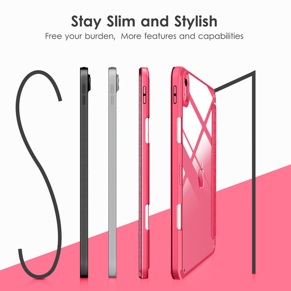 DTTOCASE iPad 10th Generation Case 2022, iPad 10.9 Inch Case with Clear Transparent Back and TPU Shockproof Frame Cover [Built-in Pencil Holder, Support Auto Sleep/Wake] -Watermelon