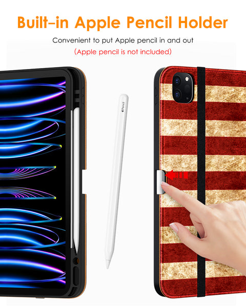 DTTO iPad Pro 12.9 6th / 5th / 4th / 3rd Generation Case 2022/2021/2020/2018, Premium Leather Folio Stand Cover with Built-in Apple Pencil Holder -Auto Wake/Sleep and Multi Viewing Angles,Brown