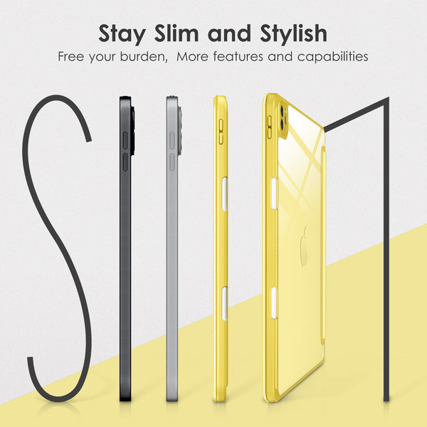 DTTOCASE iPad Pro 12.9 Case 6th / 5th / 4th / 3rd Generation 2022/2021 / 2020/2018,12.9 inch Clear Back Cover[Built-in Pencil Holder,Auto Sleep/Wake,Camera Protection] for iPad Pro-Blue Purple