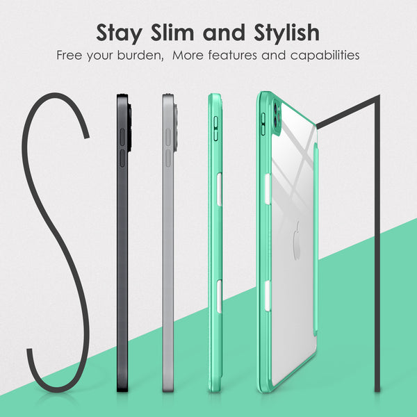 DTTOCASE for iPad Air Case 5th / 4th Generation 10.9 Inch (2022/2020),iPad Pro 11 Inch Case with Transparent Shockproof Back Cover[Built-in Pencil Holder,Auto Sleep/Wake,Camera Protection]-Blue Purple