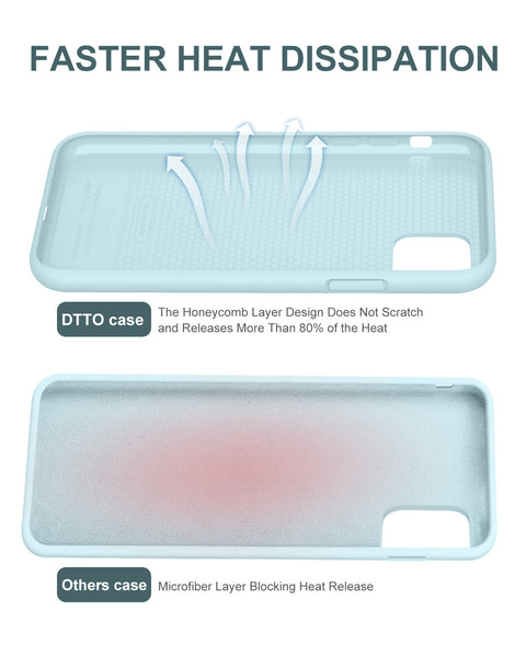 DTTO Compatible with iPhone 11 Case, [Romance Series] Full Covered Silicone Cover [Enhanced Camera and Screen Protection] with Honeycomb Grid Pattern Cushion for iPhone 11 6.1” 2019, Mint Green