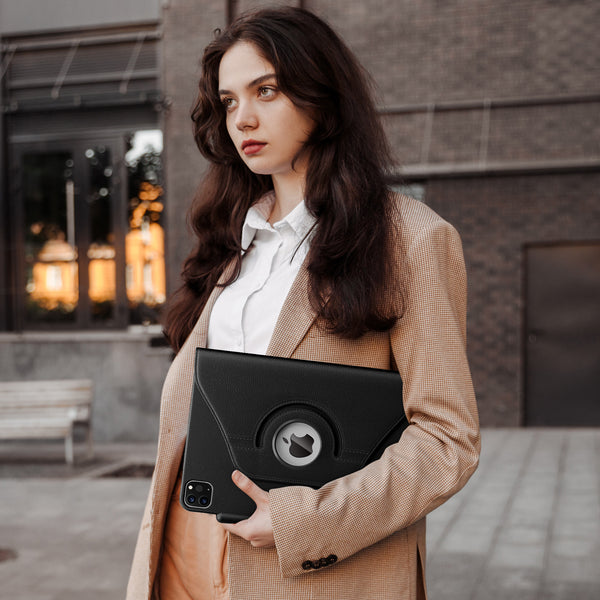 DTTOCASE Rotating Case for iPad 10th Generation 2022, 10.9 Inch iPad Smart Folio Leather Cover with Pencil Holder, 360 Degree Rotating Protective Stand，and Close Strip - Brown