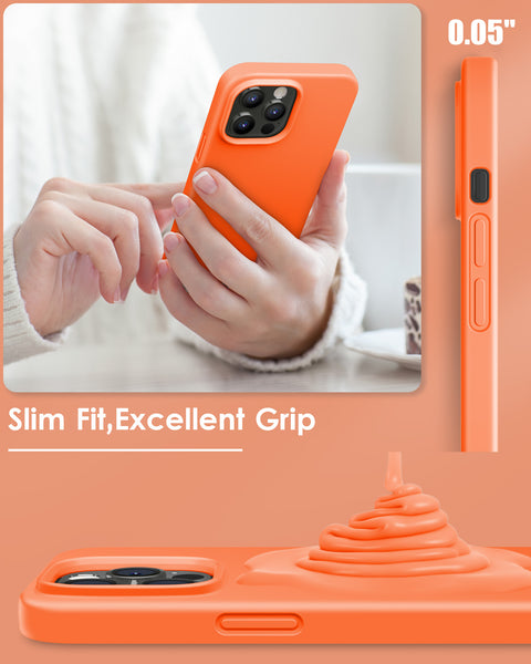 DTTO Compatible with iPhone 14 Pro Max Case, Ultra Slim Soft Premium Liquid Silicone [Military Grade Drop Protection] Full-Body Protective Bumper Phone Case for iPhone 14 Pro Max 6.7"(2022)- Orange