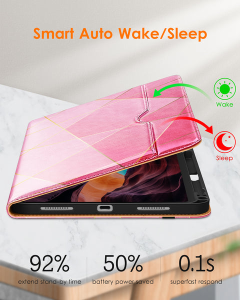 DTTO iPad 10th Generation Case 10.9 Inch 2022, Premium Leather Business Folio Stand Cover with Pencil Holder - Auto Wake/Sleep and Multiple Viewing Angles, Brown