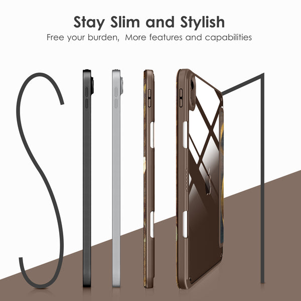 DTTOCASE iPad 10th Generation Case 2022, iPad 10.9 Inch Case with Clear Transparent Back and TPU Shockproof Frame Cover [Built-in Pencil Holder, Support Auto Sleep/Wake] -Black