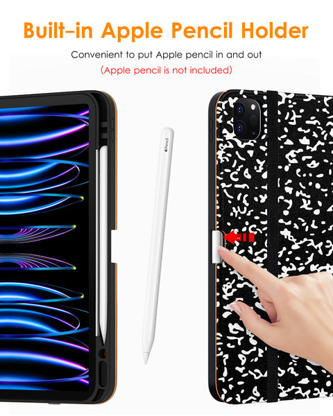 DTTO iPad Pro 12.9 6th / 5th / 4th / 3rd Generation Case 2022/2021/2020/2018, Premium Leather Folio Stand Cover with Built-in Apple Pencil Holder -Auto Wake/Sleep and Multi Viewing Angles,Brown