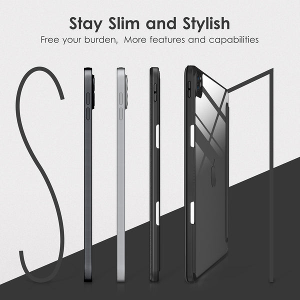 DTTOCASE iPad Pro 12.9 Case 6th / 5th / 4th / 3rd Generation 2022/2021 / 2020/2018,12.9 inch Clear Back Cover[Built-in Pencil Holder,Auto Sleep/Wake,Camera Protection] for iPad Pro-Blue Purple