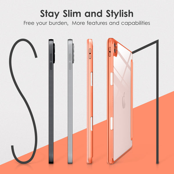 DTTOCASE iPad Pro 12.9 Case 6th / 5th / 4th / 3rd Generation 2022/2021 / 2020/2018,12.9 inch Clear Back Cover[Built-in Pencil Holder,Auto Sleep/Wake,Camera Protection] for iPad Pro-Blue Purple