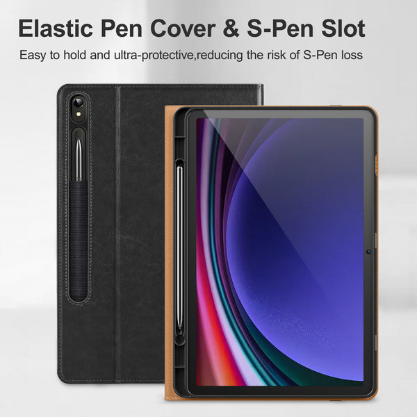 DTTO for Samsung Galaxy Tab S9 11 inch Case 2023 Release [SM-X710/X716B/X718U], Premium Leather Business Folio Stand Cover with S-Pen Holder, Auto Sleep/Wake for Galaxy Tab S9 11" Tablet, Black