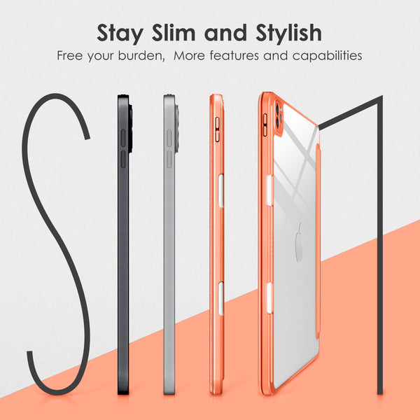 DTTOCASE for iPad Air Case 5th / 4th Generation 10.9 Inch (2022/2020),iPad Pro 11 Inch Case with Transparent Shockproof Back Cover[Built-in Pencil Holder,Auto Sleep/Wake,Camera Protection]-Blue Purple