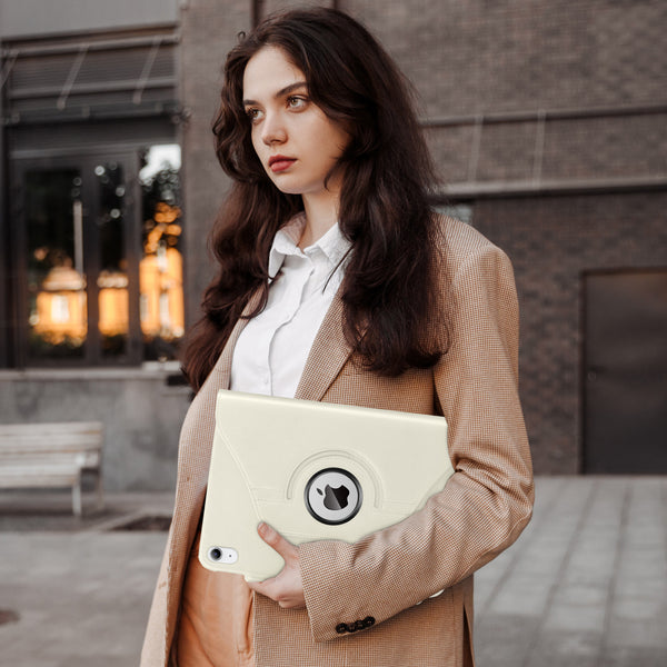 DTTOCASE Rotating Case for iPad 10th Generation 2022, 10.9 Inch iPad Smart Folio Leather Cover with Pencil Holder, 360 Degree Rotating Protective Stand，and Close Strip - Brown