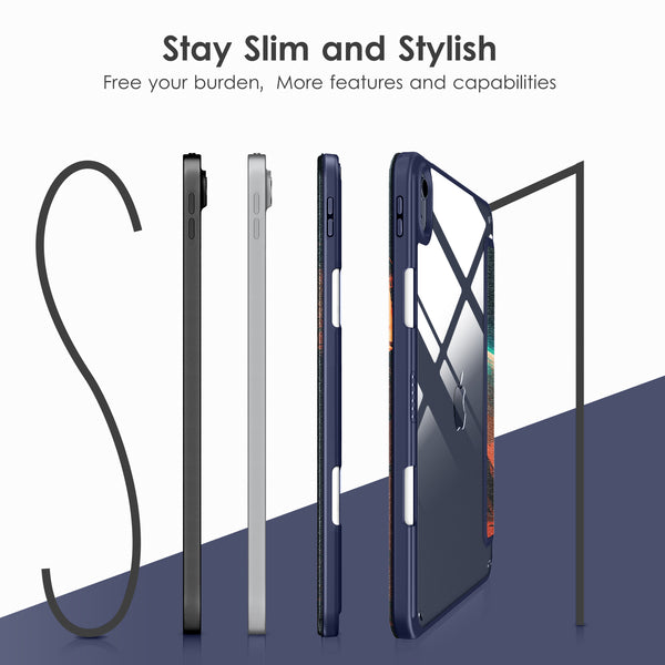 DTTOCASE iPad 10th Generation Case 2022, iPad 10.9 Inch Case with Clear Transparent Back and TPU Shockproof Frame Cover [Built-in Pencil Holder, Support Auto Sleep/Wake] -Black