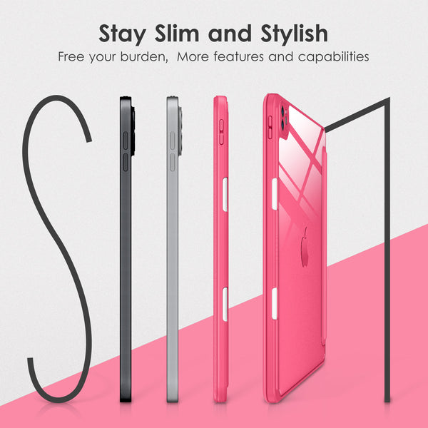 DTTOCASE iPad Pro 12.9 Case 6th / 5th / 4th / 3rd Generation 2022/2021 / 2020/2018,12.9 inch Clear Back Cover[Built-in Pencil Holder,Auto Sleep/Wake,Camera Protection] for iPad Pro-Blue Purple